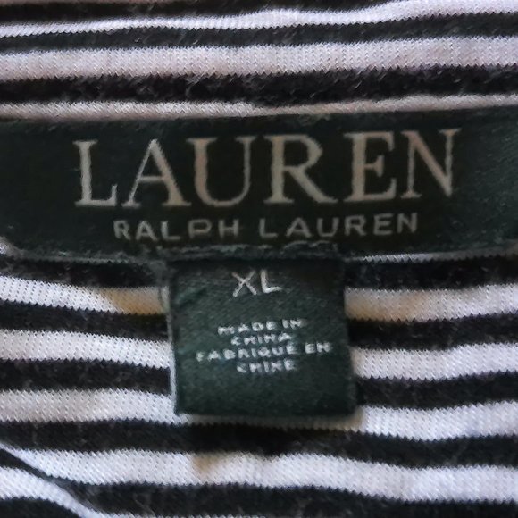 Black & White Striped Button Cardigan SZ XL by Lauren Ralph Lauren - Picture 6 of 8